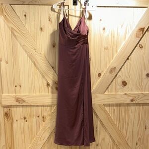 Azazie Spaghetti Strap Maxi Dress in Deep Mauve